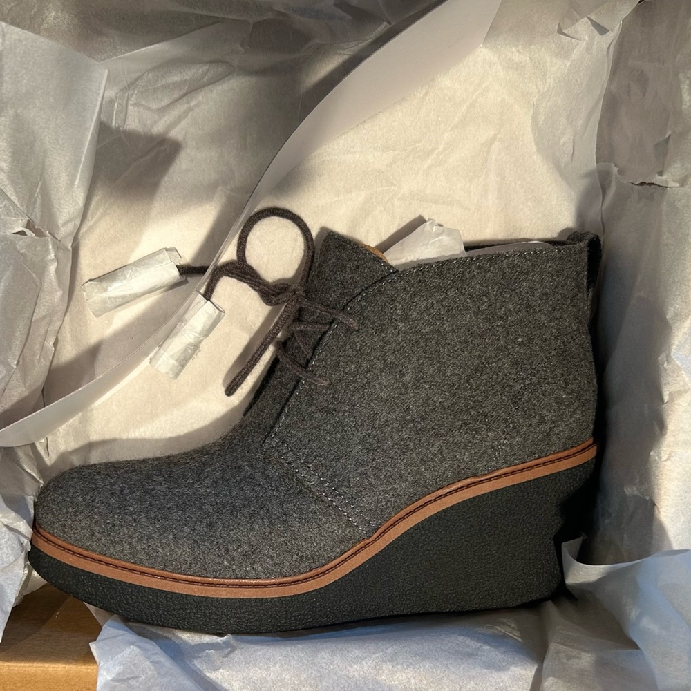 Dr. Scholl's Women's Aurora Gray Wedge Ankle Boots 3.25 Inches Wedge Heel Size 8 - Picture 11 of 16